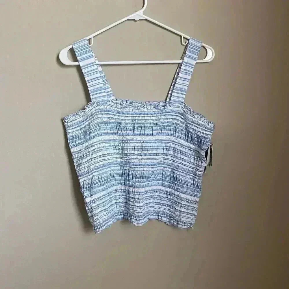 BP‎ Striped Smocked Crop Tank Top Size Large